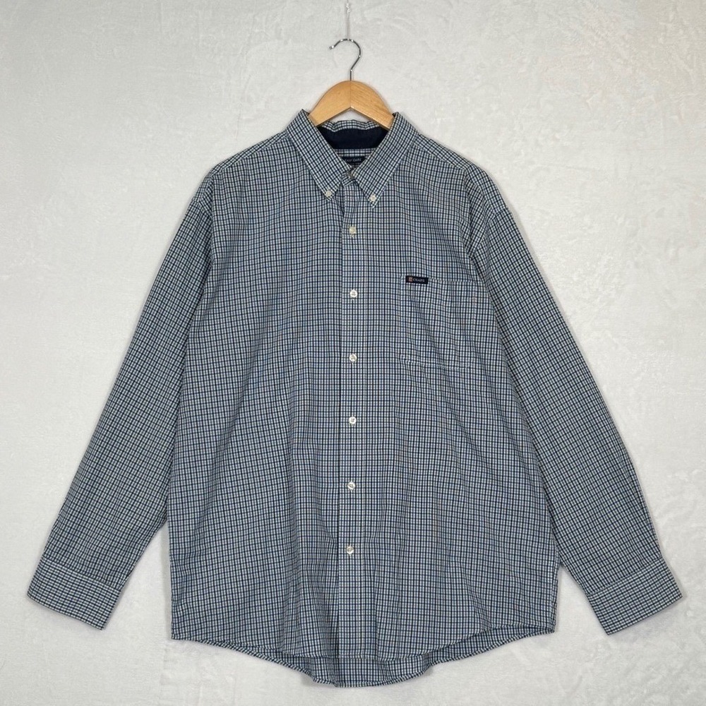 Chaps Blue Micro Check Button Down Shirt XL